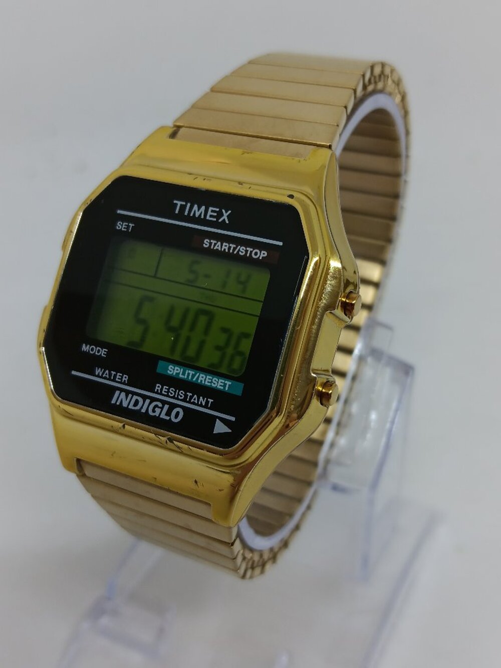 Timex T78677 (Module 555, Yr 2007) Men's 35mm x 39mm Gold Tone Digital Watch
